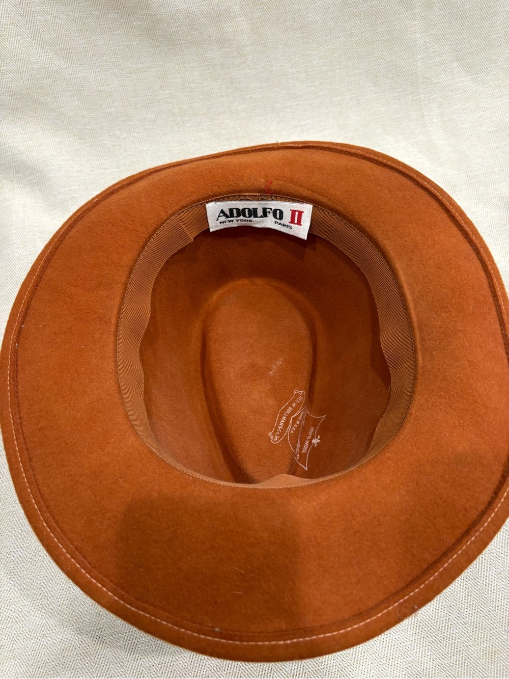 Adolfo II 100% wool Fedora Hat with Ribbon Trim made in USA - Picture 7 of 9
